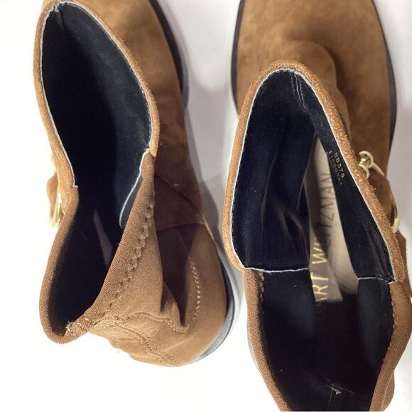 Stuart Weitzman Luxering Suede And Neoprene Ankle Boots In Brown Size 8.5 - Picture 12 of 13